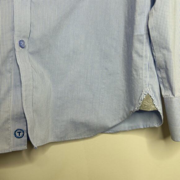 Twillory Performance Blue Houndstooth Long Sleeve Button Down Men's 16 36/37 - Picture 4 of 7